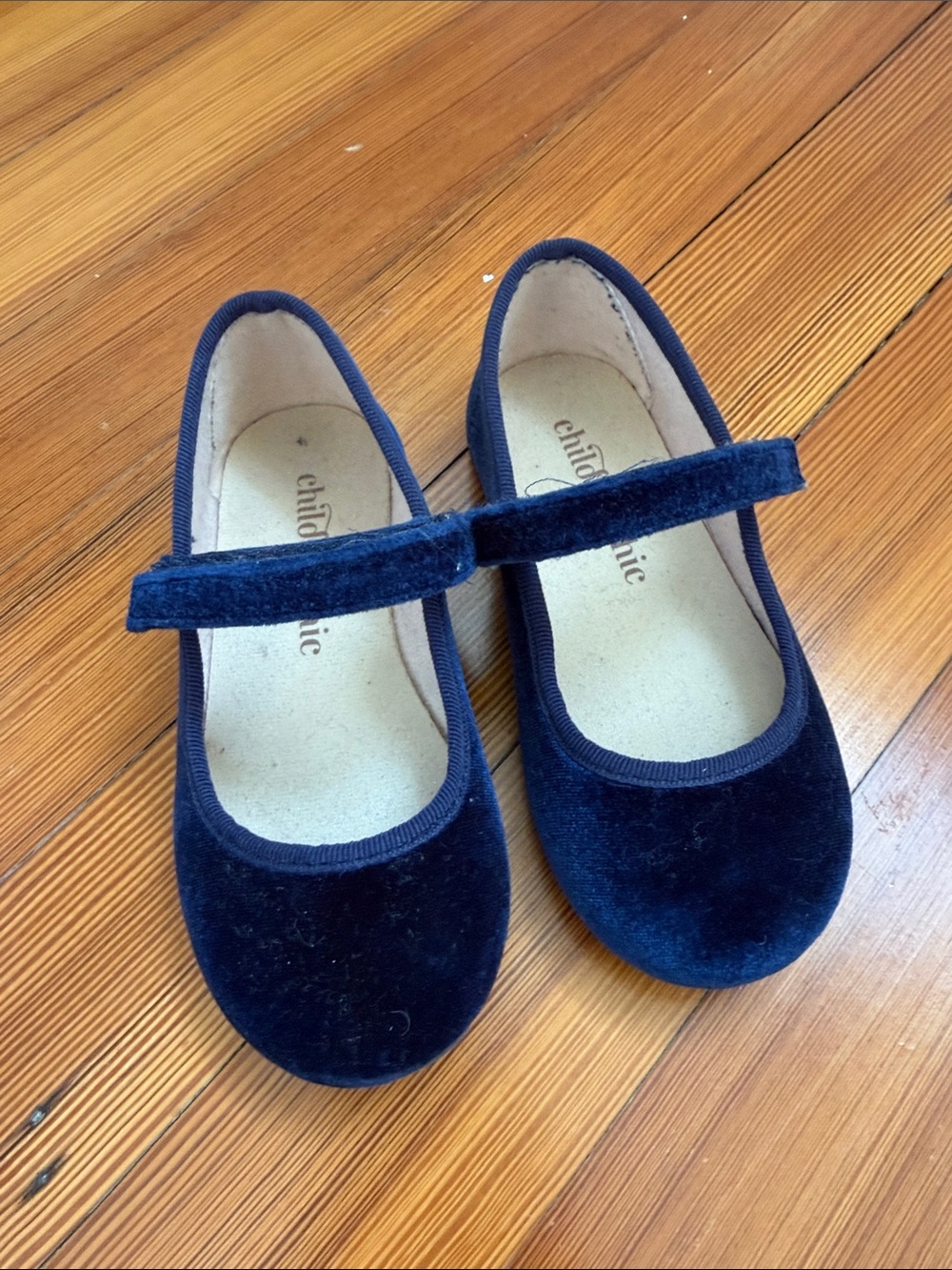 Velvet Mary Jane Kids Shoes in Navy Blue